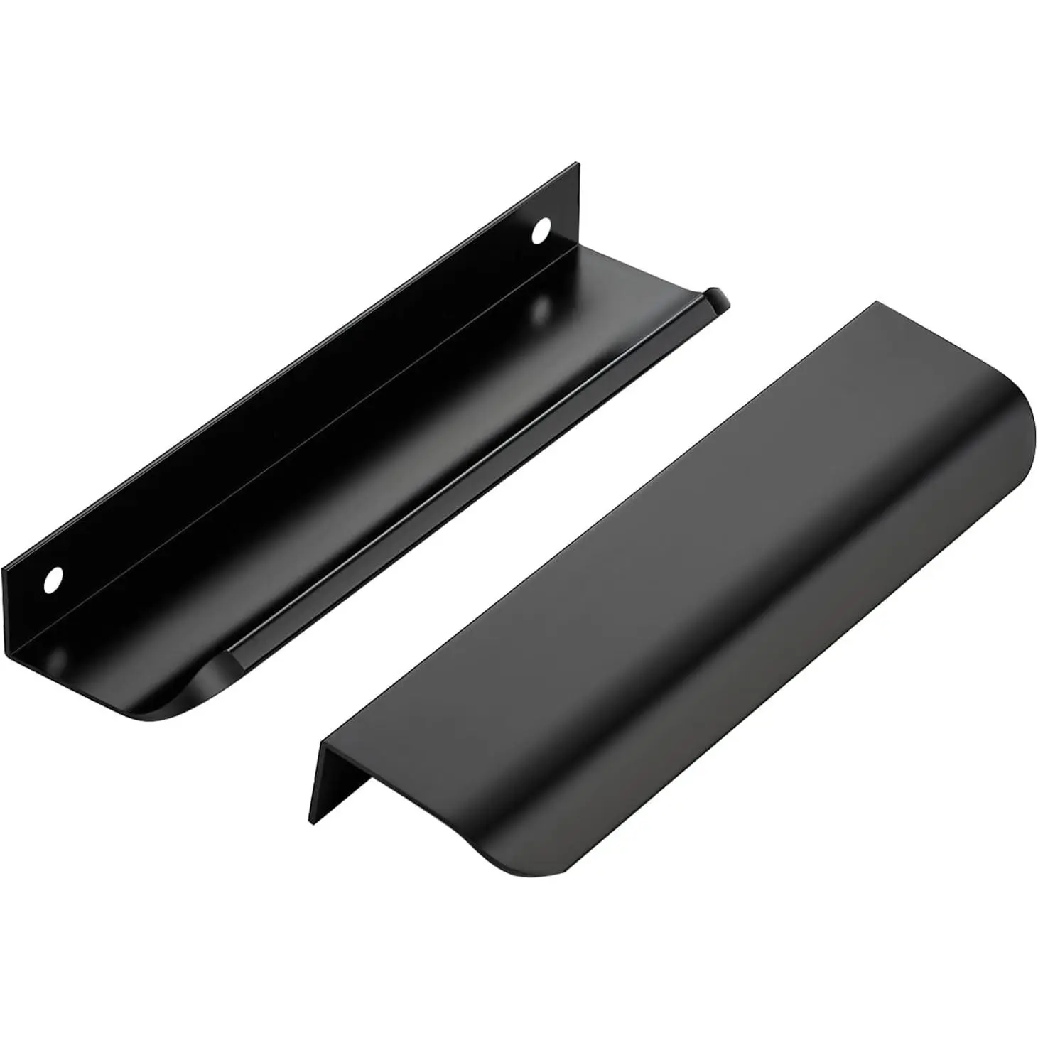 Matte Black Metal 5.9 Inch (150mm) CC Finger Edge Cabinet Pulls 10-Pack, Low-Profile Smooth Grip Edge-Mount Handles for Kitchen Drawers, Cupboards