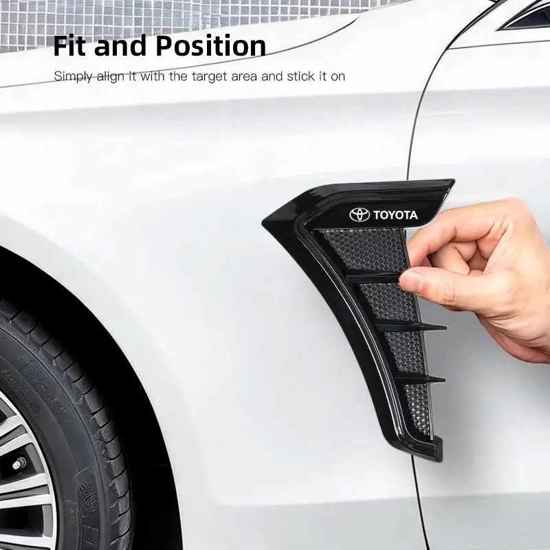 Universal Carbon Black Car Side Flank Fender Stickers Car Decals Personalized Car Exterior Accessories For Toyota 86 Mirai Supra Prado Alphard Crown Vellfire Sequoia Venza Avalon Prius Camry Yaris RAV4 Highlander Sienna Reiz Auris Harrier Fortuner CHR