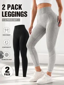 Women's Seamless Letter High Waist Yoga Pants, Stretchy Moisture-Wicking Workout Leggings, Quick-Dry Fitness Tights for All Seasons