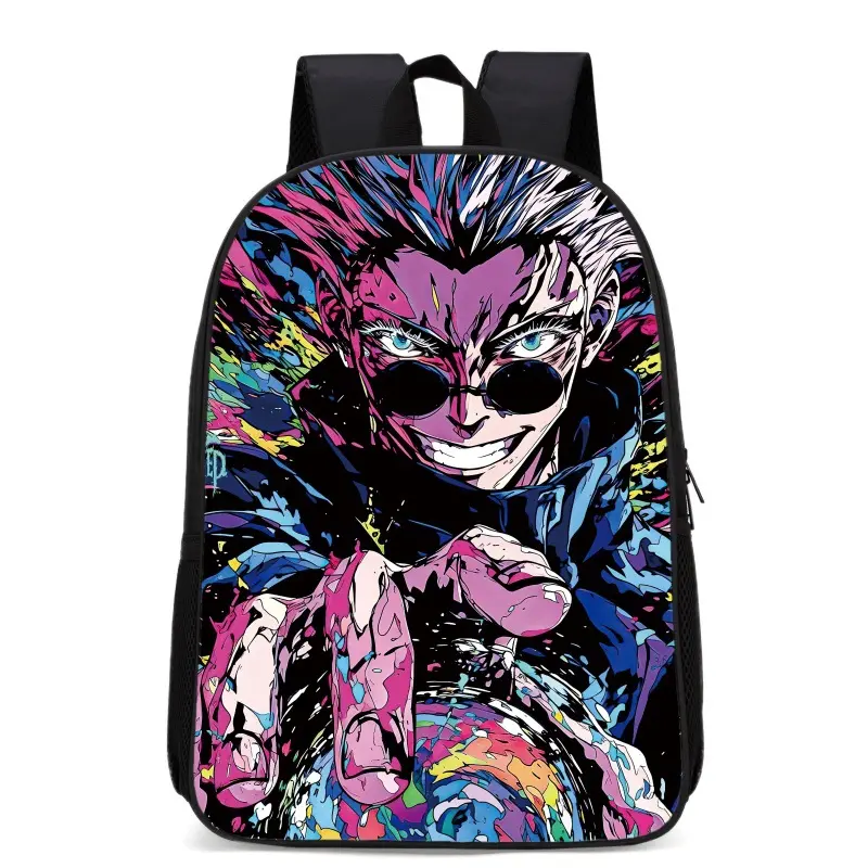 Gojo Satoru Anime Backpack, Jujutsu Kaisen Character School Bag, Splash Ink Graphic Print Student Backpack for Kids Teens