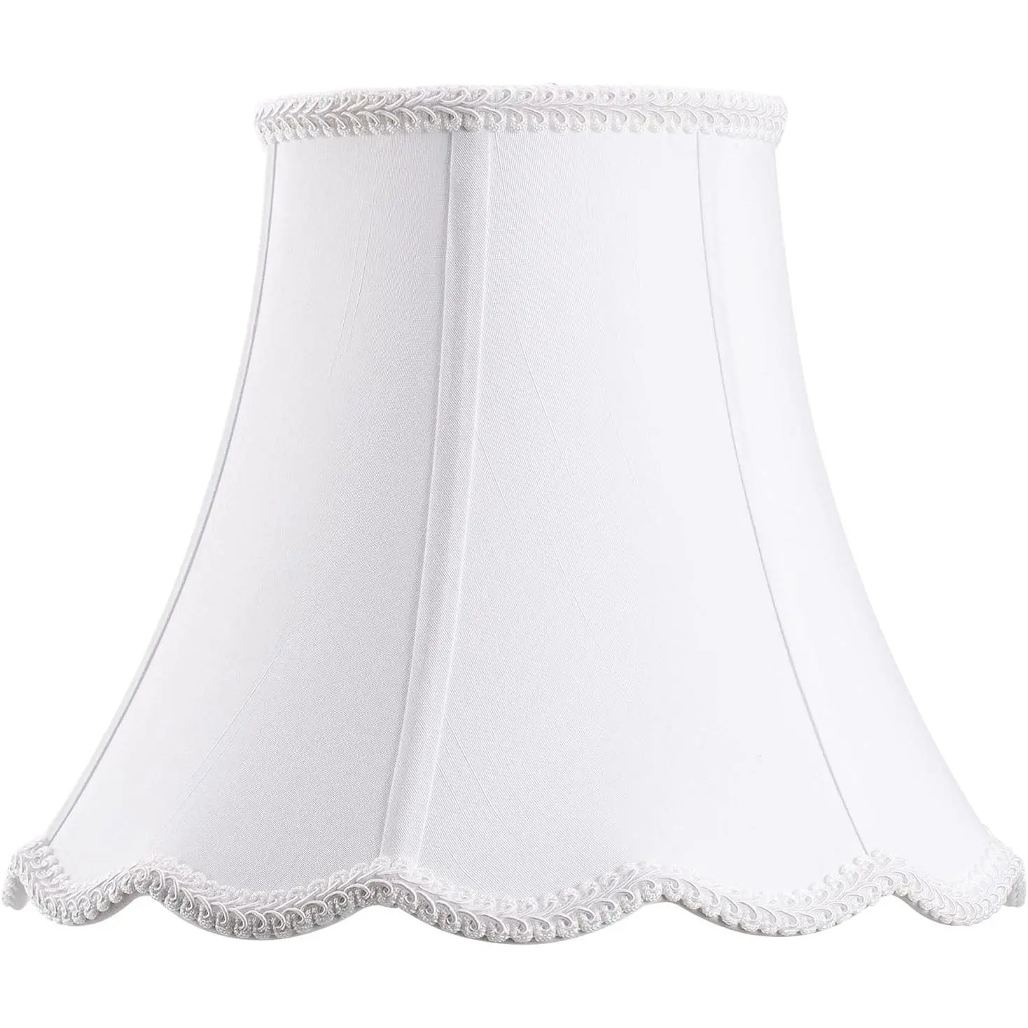 White Bell Lampshade, 6''x11.5''x9'', Solid Lamp Shade, Pack 1 | Harp Set Included, Scalloped Lampshade, Double Layers Polyester Fabric, Softback, No Assembling for Item Itself Is Required