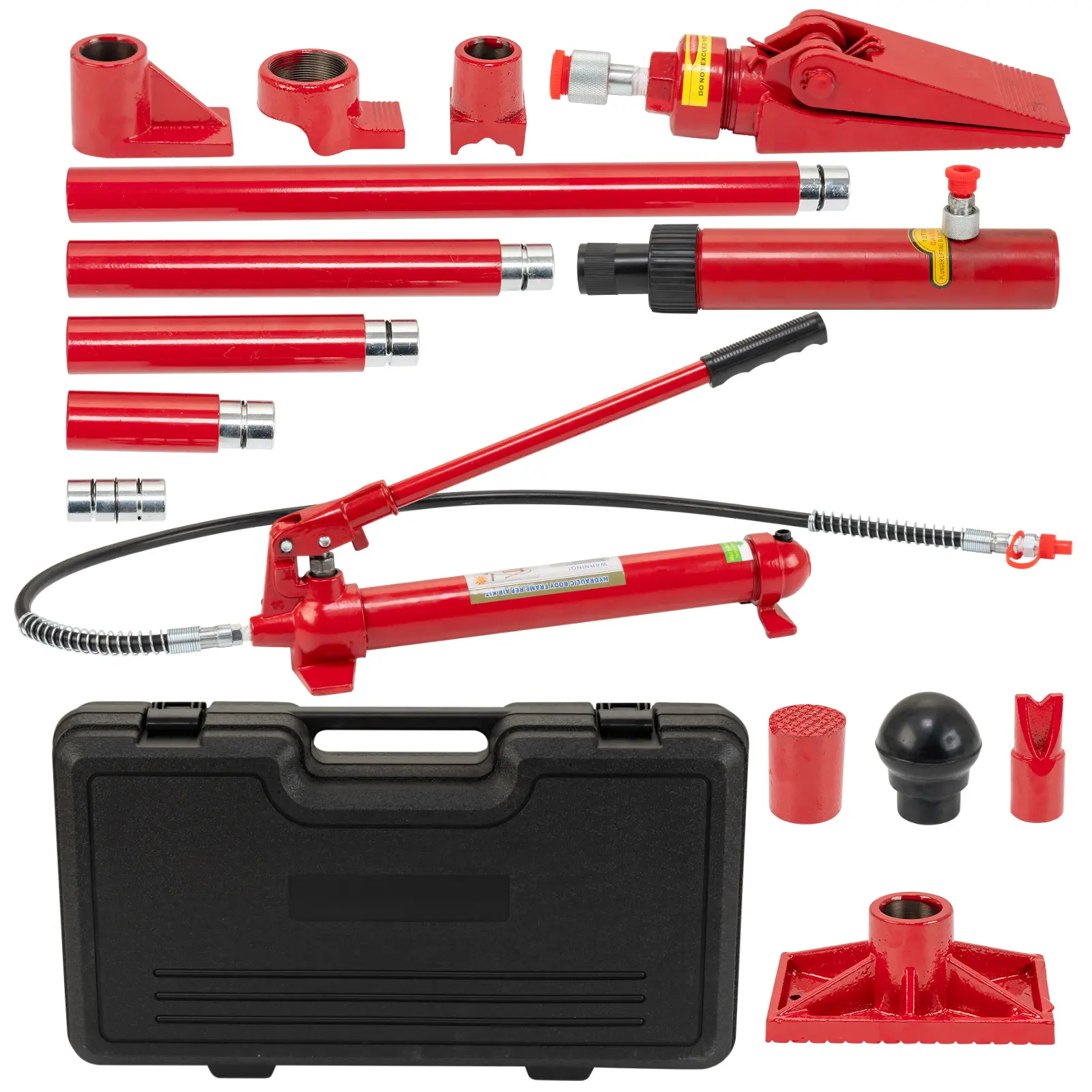 12 Ton Hydraulic Porta Power Kit, Heavy-Duty Auto Body Frame Repair Split Top Hydraulic Tool Set with 1.4m (4.6ft) Oil Hose, Portable Hydraulic Repair Kit FLD-12T-1.4m with Storage Case for Car Truck Garage Use