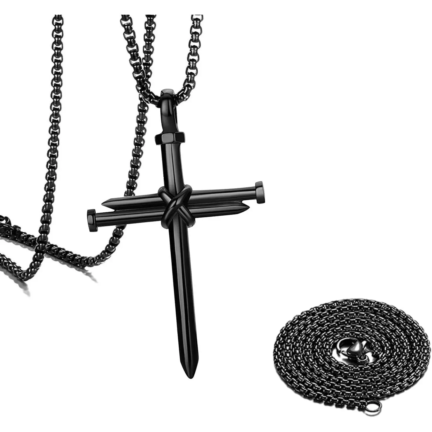 2 count   Pendant for Men, Auto Rear View Mirror  Charm Pendant with 24 Inch Chain, Stainless Steel 3  Necklace   Decoration,  Accessories (Black)