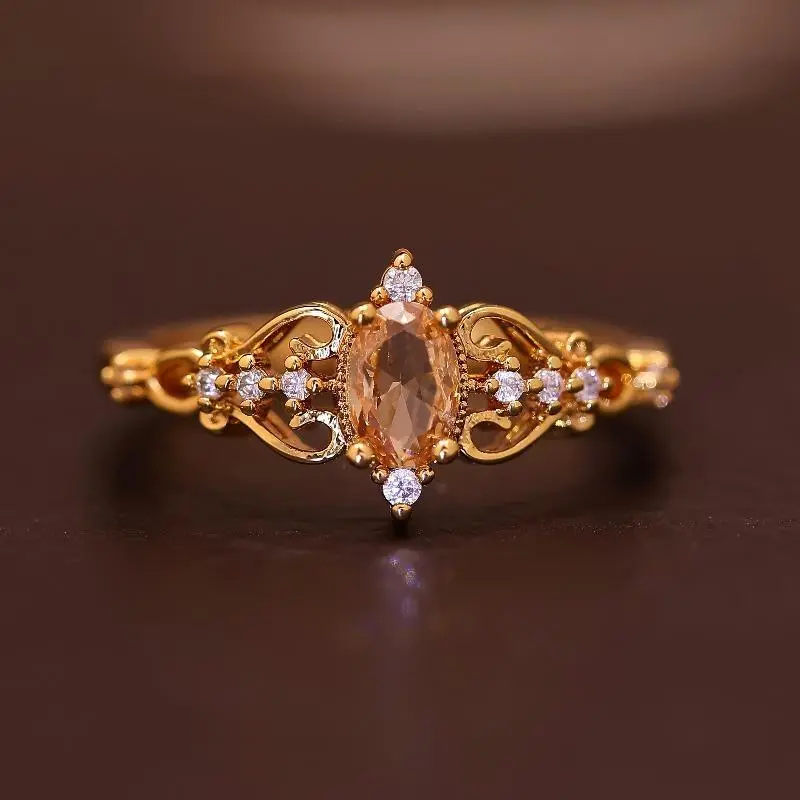 Vintage Filigree Promise Ring for Women, Gold-Tone Marquise-Cut Statement Band, Casual Gold Rings for a Jewelry Stack, Ring Stack