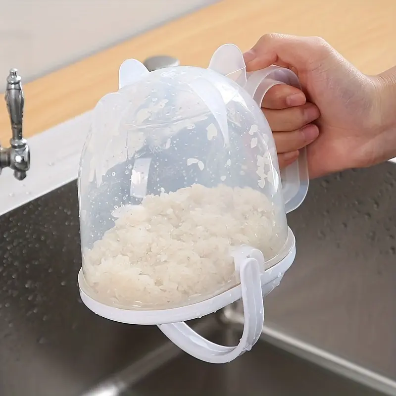 Home-use automatic rice washing tool, fine grain filtering sieve, rice washing and draining mesh basket kitchen utensil