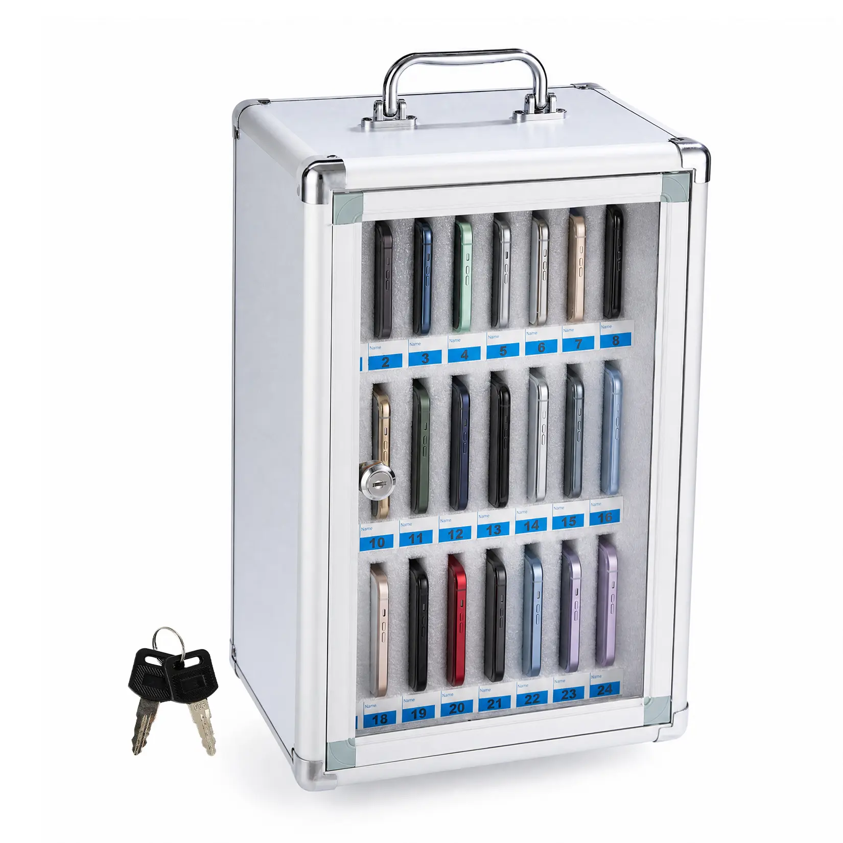 Gaomon Lockable Aluminum Alloy Wall-Mounted Cell Phone Storage Locker Cabinet - 24/36 Compartments, Lockable Door, Transparent Front, Organizing Anti-Loss Design, MDF, for Office, Factory Workshop, Gym Use