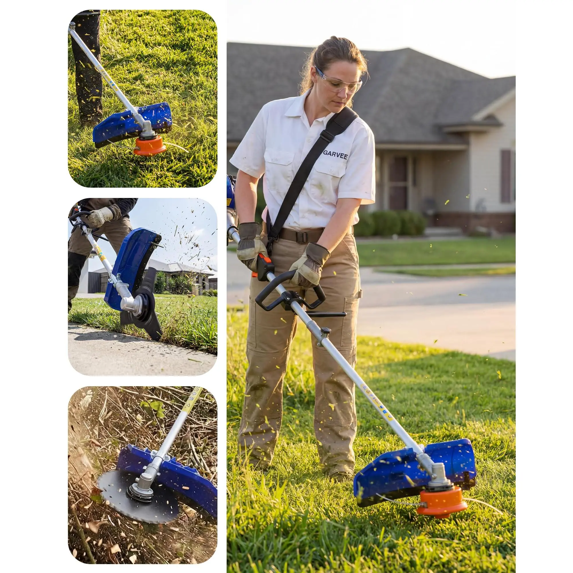 3-in-1 Gas Powered Brush Cutter & String Trimmer Tool Set - 43CC/52CC, 17" Cutting Width, Heavy Duty Blades, Anti-Vibration Handle, Professional Lawn & Garden Kit