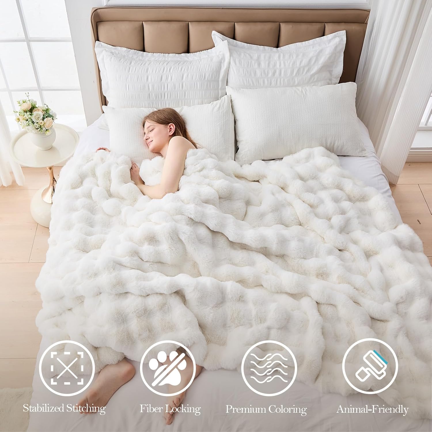 King Size Bubble Blanket, Striped Pattern, Thick Warm Material, Soft Cozy Blanket, Ideal for Home Sofa, Bedroom, Nap, Travel, Christmas Gift Backup