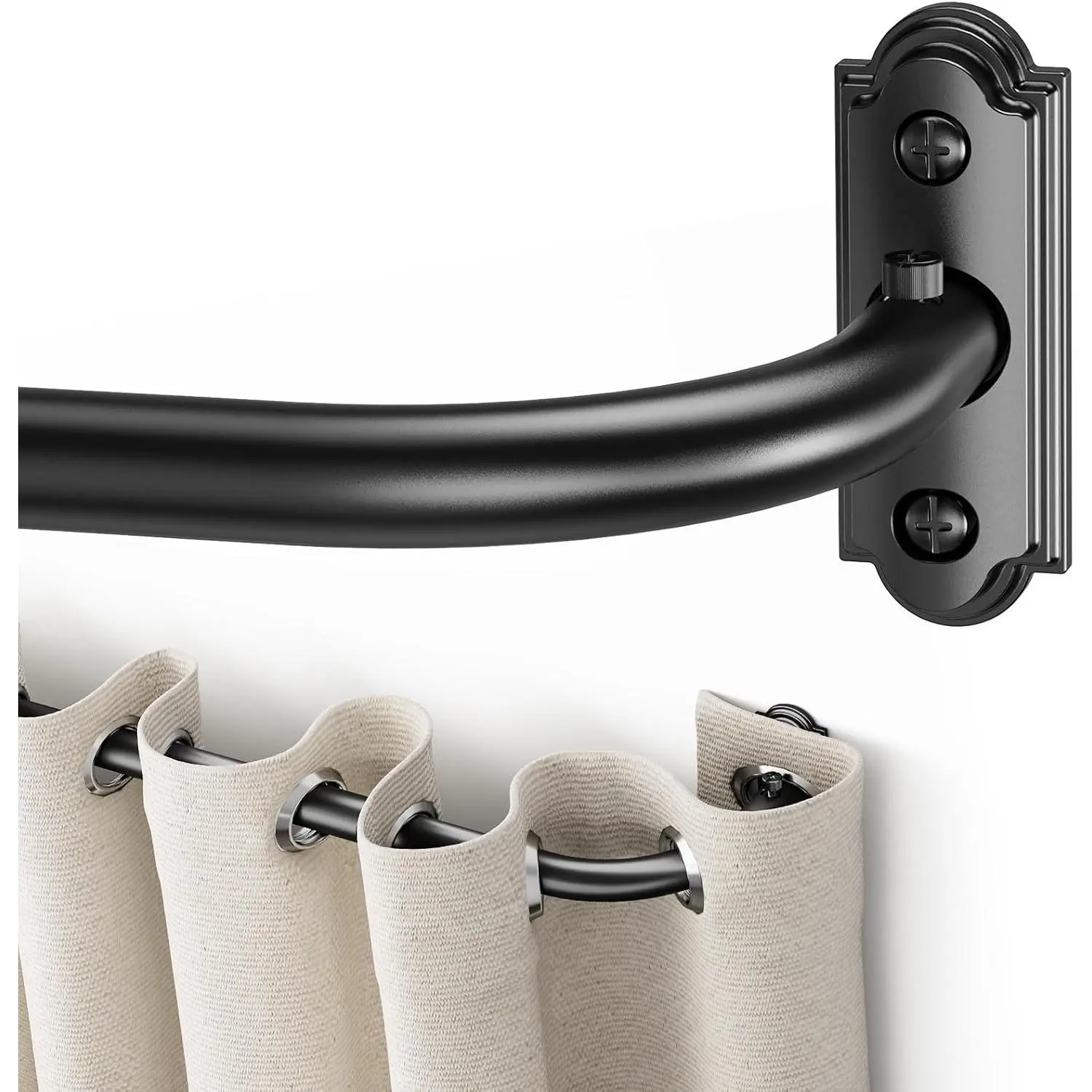 YaFex 32-86 Inch Modern Metal Curtain Rod, 1 Inch Heavy-Duty Wrap-Around Window Treatment Rod, Suitable for Bedroom, Outdoor Use
