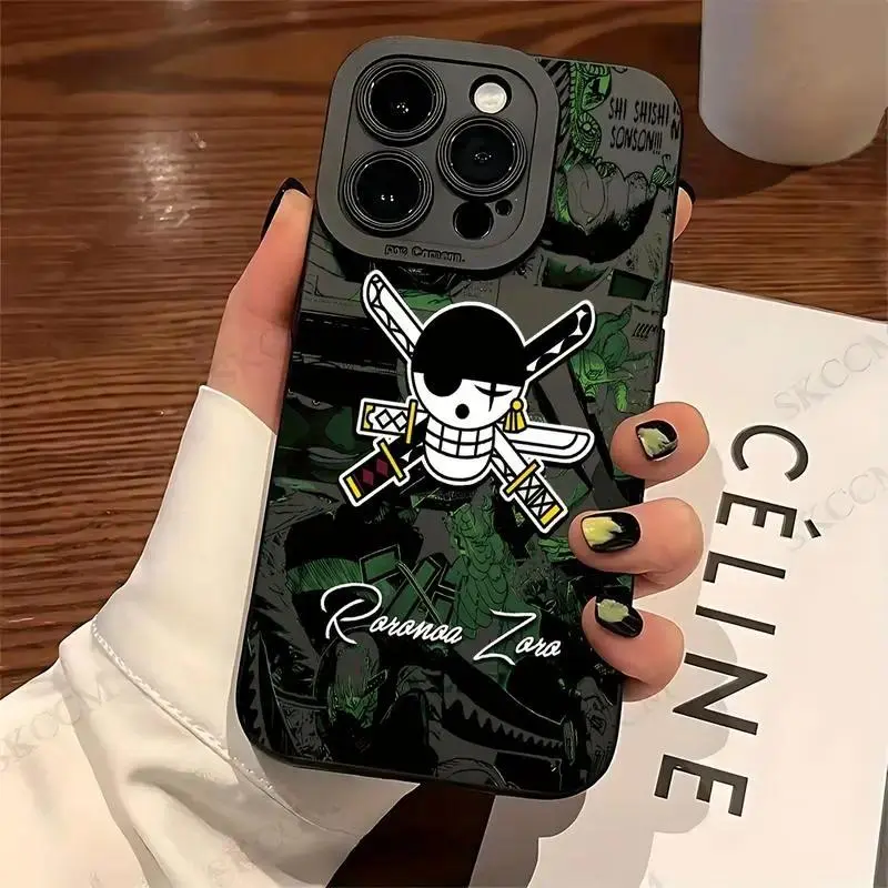 One Piece Anime Zoro & Luffy Pattern Soft TPU Anti-Drop Phone Case, Anime Merch for Fans Daily Use, Compatible with iPhone 11 12 13 14 15 16 Pro Max Plus 17 Air Animal Colorful, Iphone 17, Flexible Fit