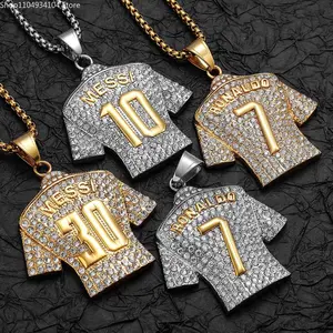 Messi Cristiano Ronaldo Neymar Mbappé Haaland Football Jersey Man Necklaces Stainless Steel Pendant Chain Jewelry Gift