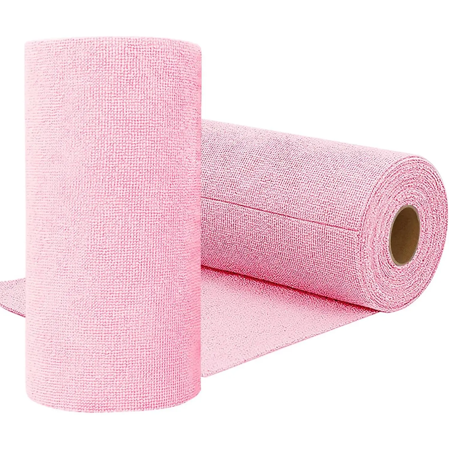 Microfiber Cleaning Cloth Roll,75 Pack Reusable Tear Away Microfiber Towels,Ultra Absorbent Dish Rags  Car,Home,Garage or Shop (Pink)