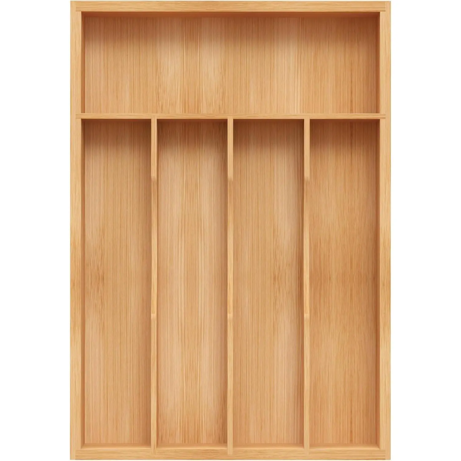 Durable Bamboo Silverware Organizer - 9.5x13.5in Compartmentalized Storage Drawer Unit for Drawer Organization, Cutlery Tray for Spoons, Forks, Knives & Flatware, Compartmentalized Storage Drawer Units