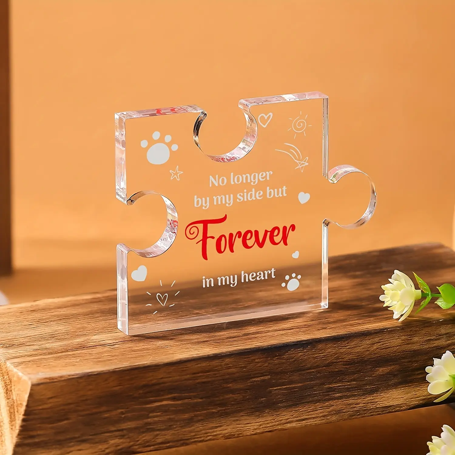 Puzzle Acrylic Ornament, Pet Loss Memorial Keepsake Plaque