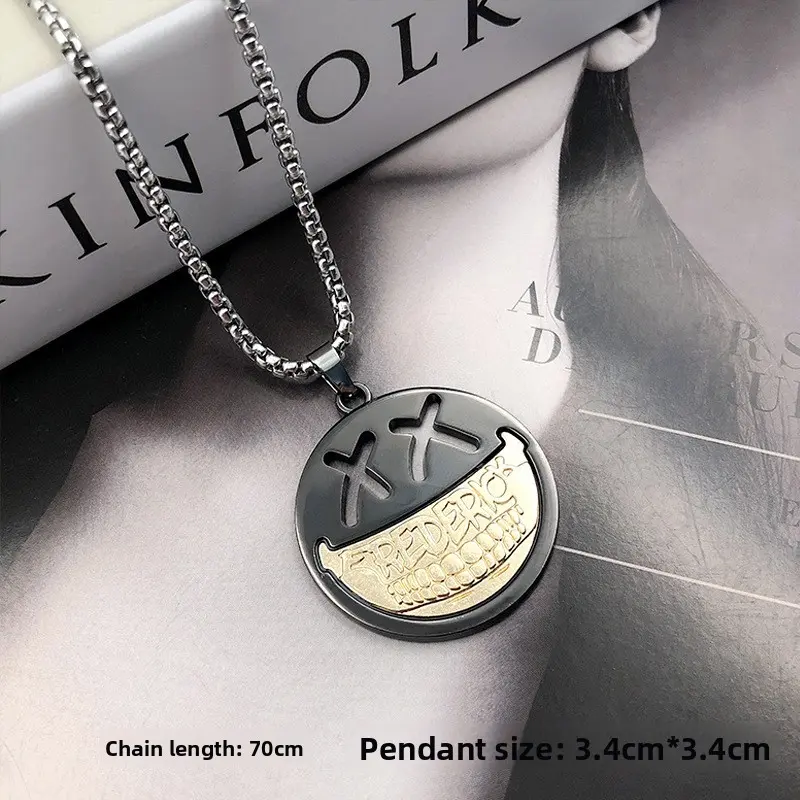Unisex Smiley Face Necklace, Minimalist Fashion Smile Pendant Jewelry, Trendy Everyday Wear for Students, Perfect Holiday Gift