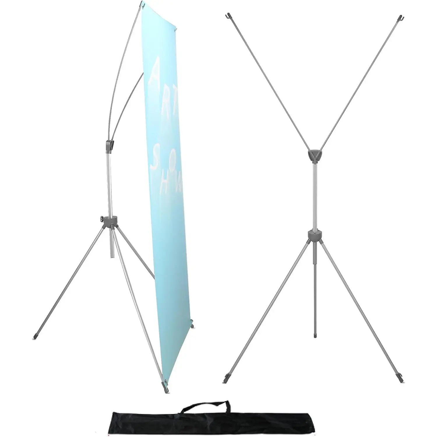 X Banner Stand Adjustable Fit Banner Size from 23"X63" to 32"X78" Portable Oxford Bag for Trade Show Exhibition Market,1 Pack
