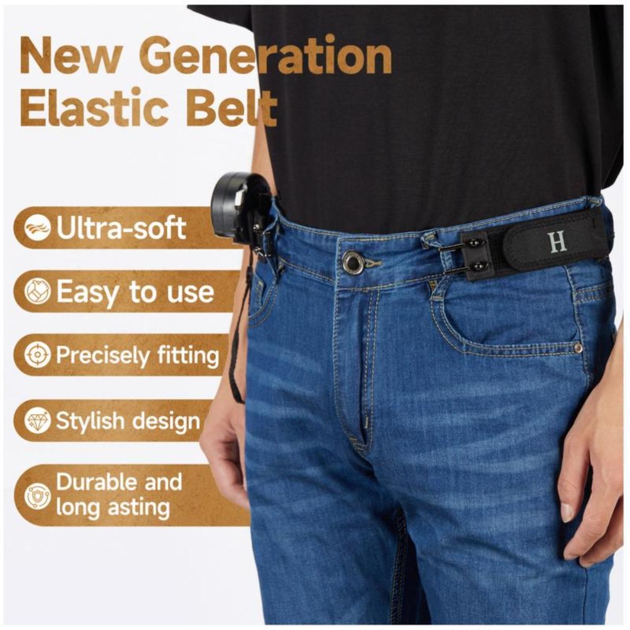 2026 NEW H-H Tactical Metal Hook Elastic Belt (Unisex) - Patented No - Buckle Invisible Design| Soft Adjustable Side TikTokShopBlackFriday