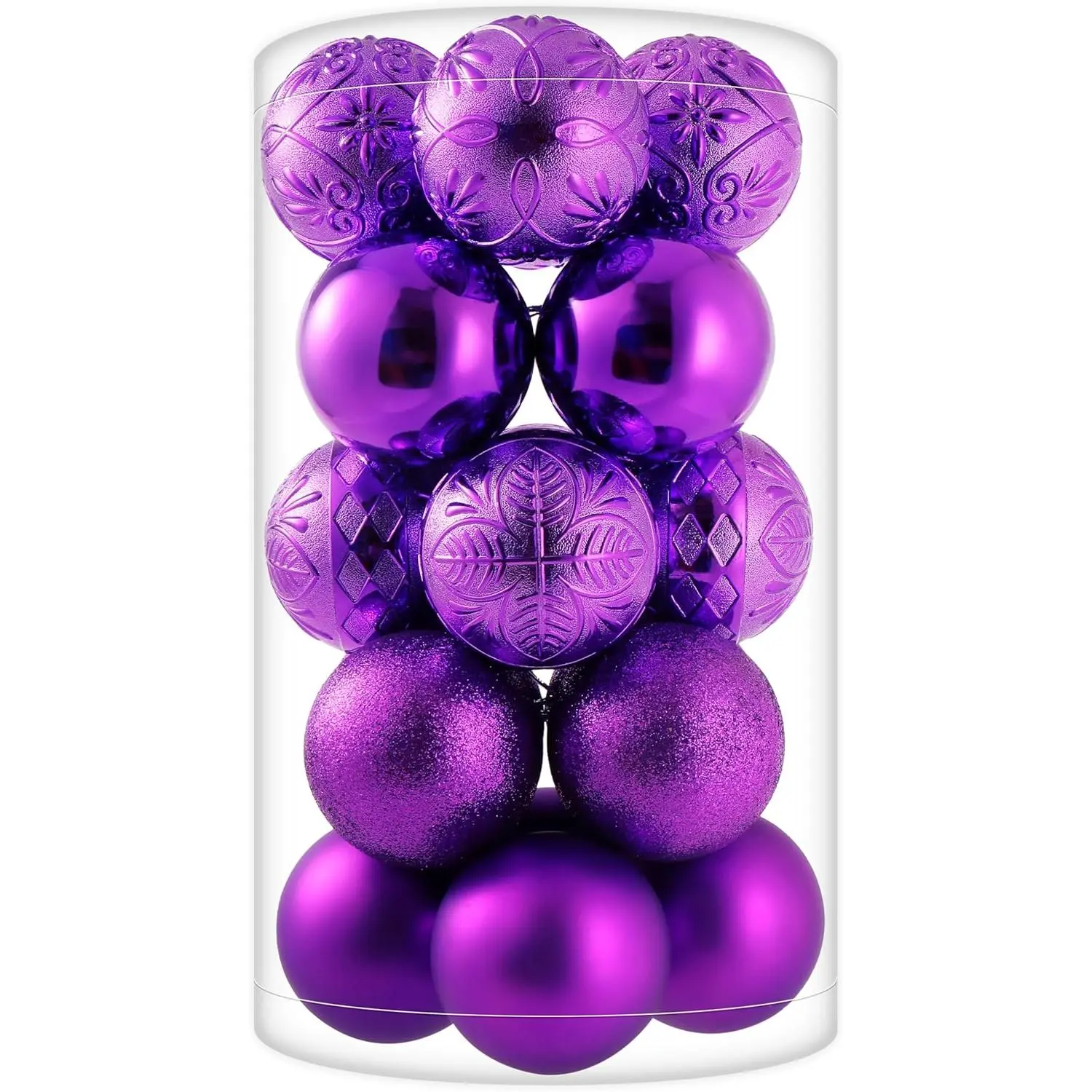 20pcs Purple & Champagne Shatterproof Plastic Christmas Ball Ornaments, Large 3.15 in (80mm) - Christmas Decor for Home Office Xmas Party Holiday Decorations