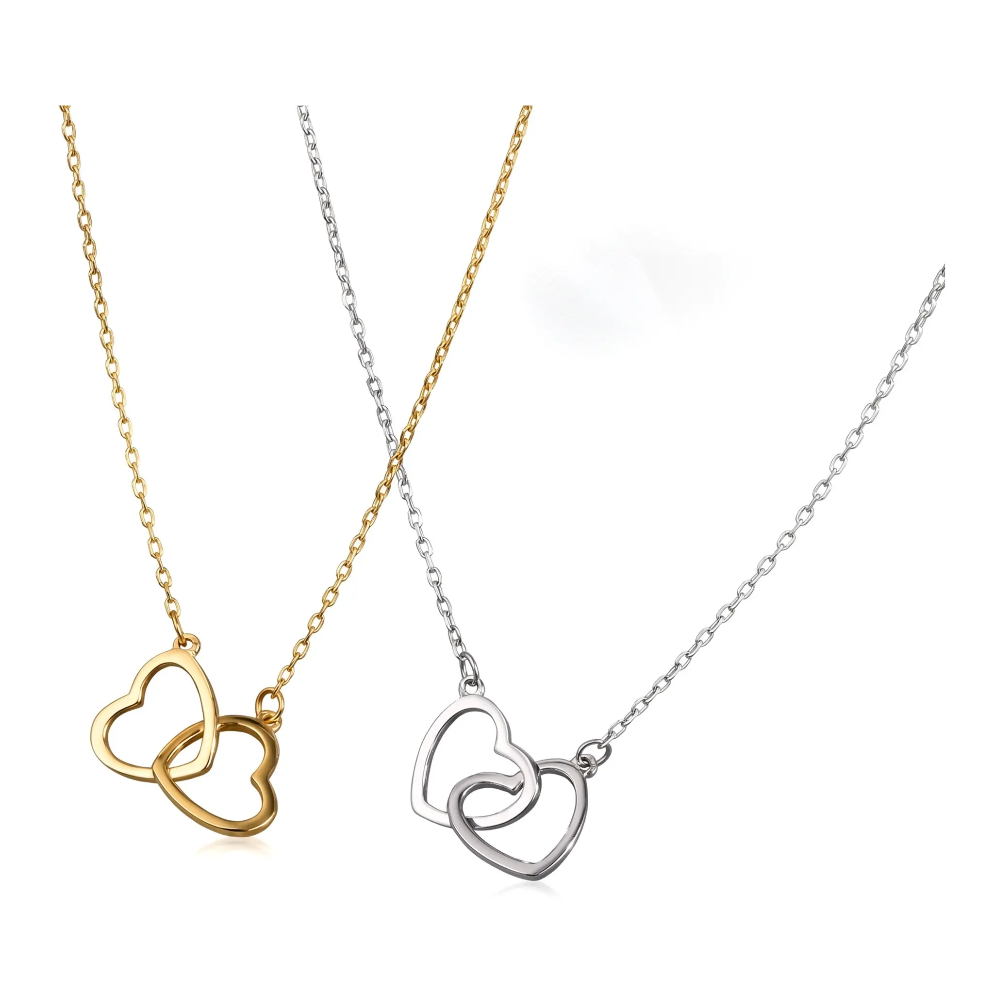 Double Heart Necklace for Women, Minimalist Dainty Curb Chain Pendant with Layered Look, Adjustable Alloy Jewelry for Daily Wear, Gifts for Your Girlfriend, Necklaces, Accessories For Women, Custom Fit, Adjustable 21-50 Cm, Romantic Gifts For Girlfriend,,