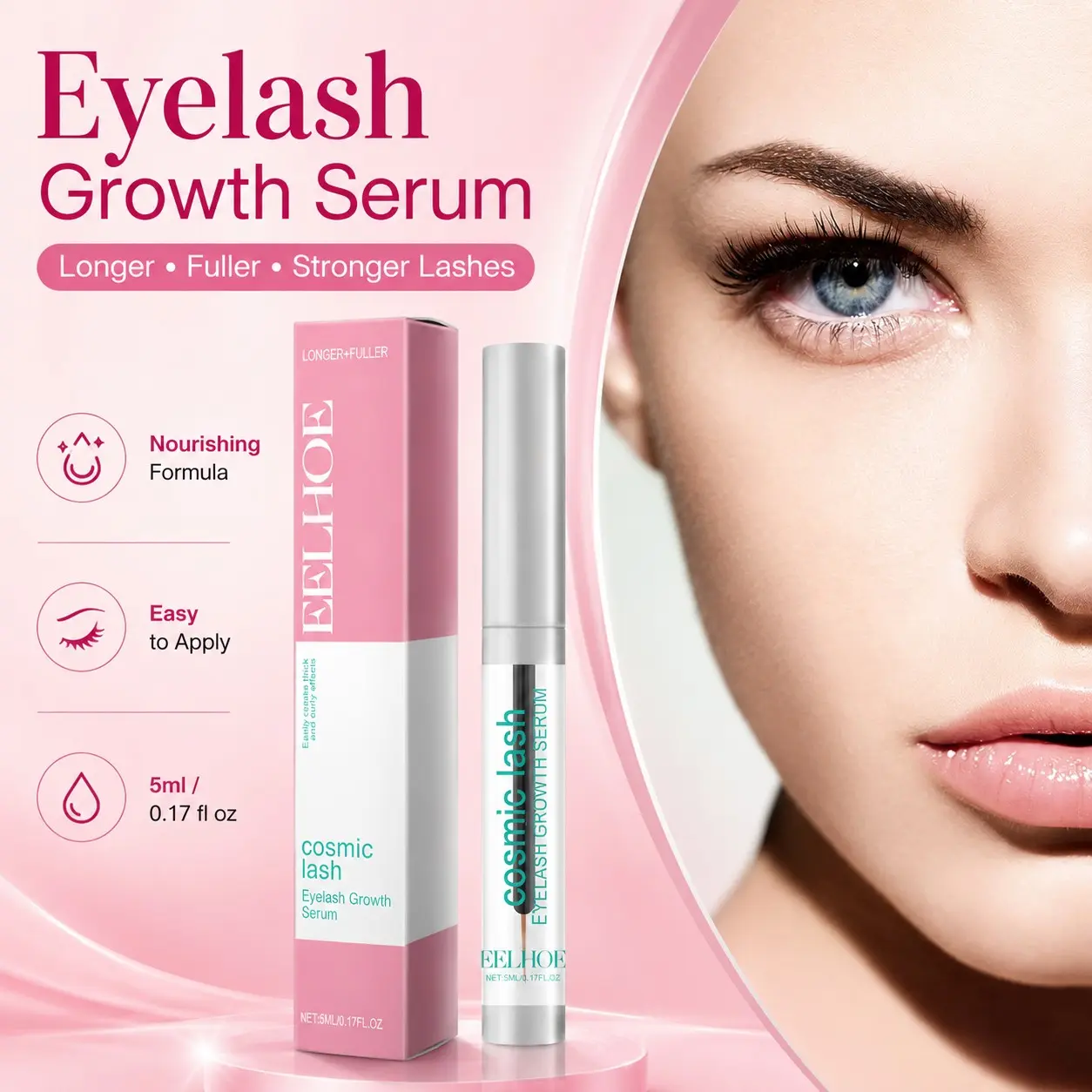 EELHOE Lash Serum Gentle Daily Care Long Fuller Lashes Moisturizing & Long-Lasting