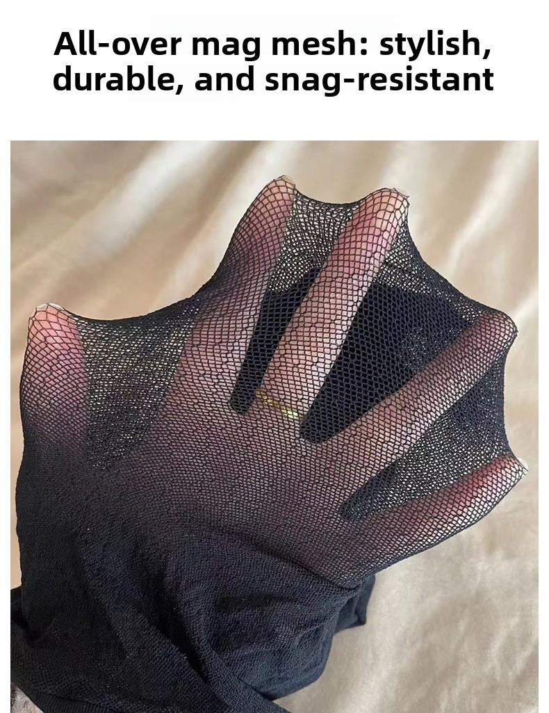 Women's black fishnet pantyhose, spring/summer high-transparency sexy mesh stockings, slimming diamond pattern gray stockings, anti-snag