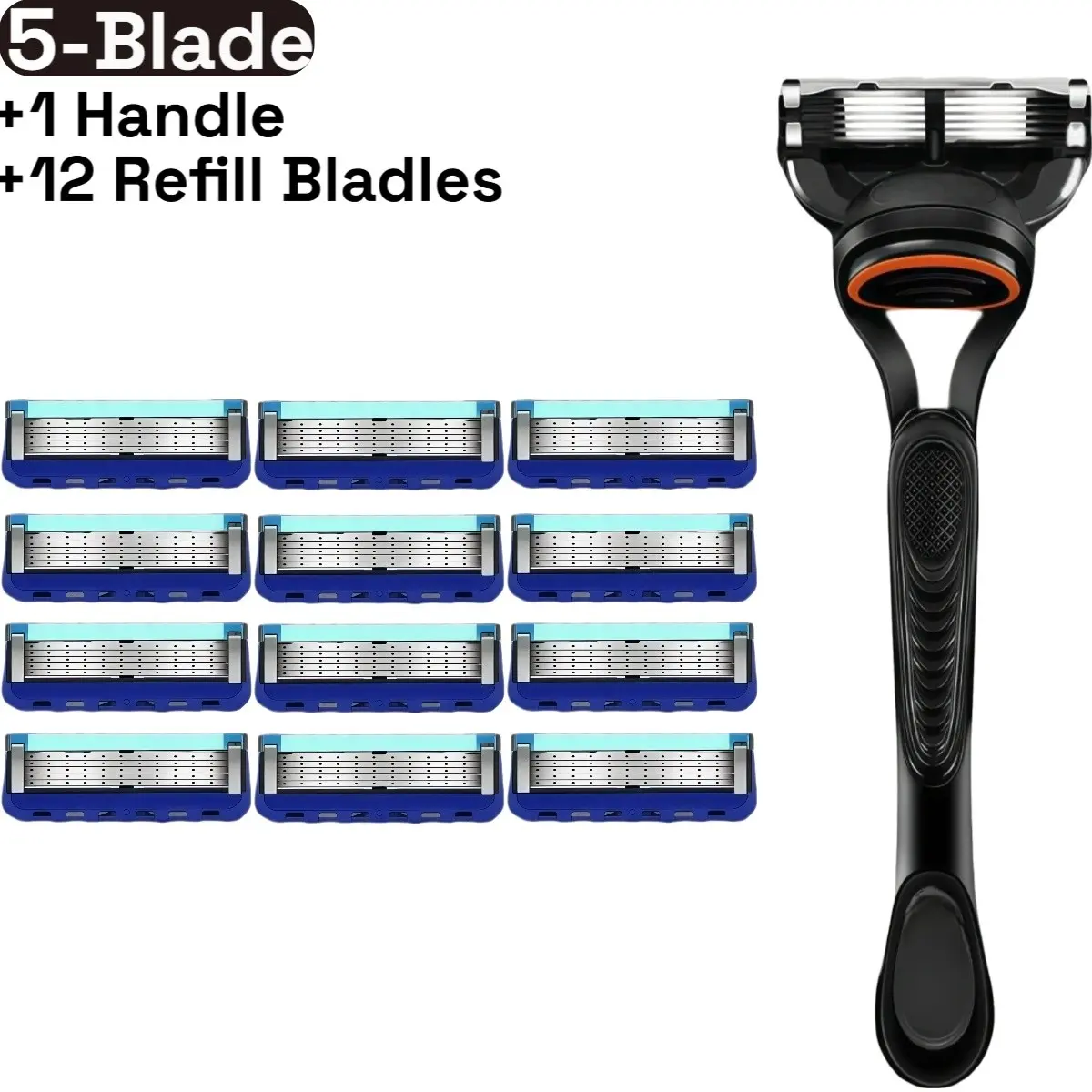 Men's shaving razor set, 1 handle and refill blades, safety razor, 5 blade razor for men, men grooming razor, manual shaver for men, Manual Shaving Kit
