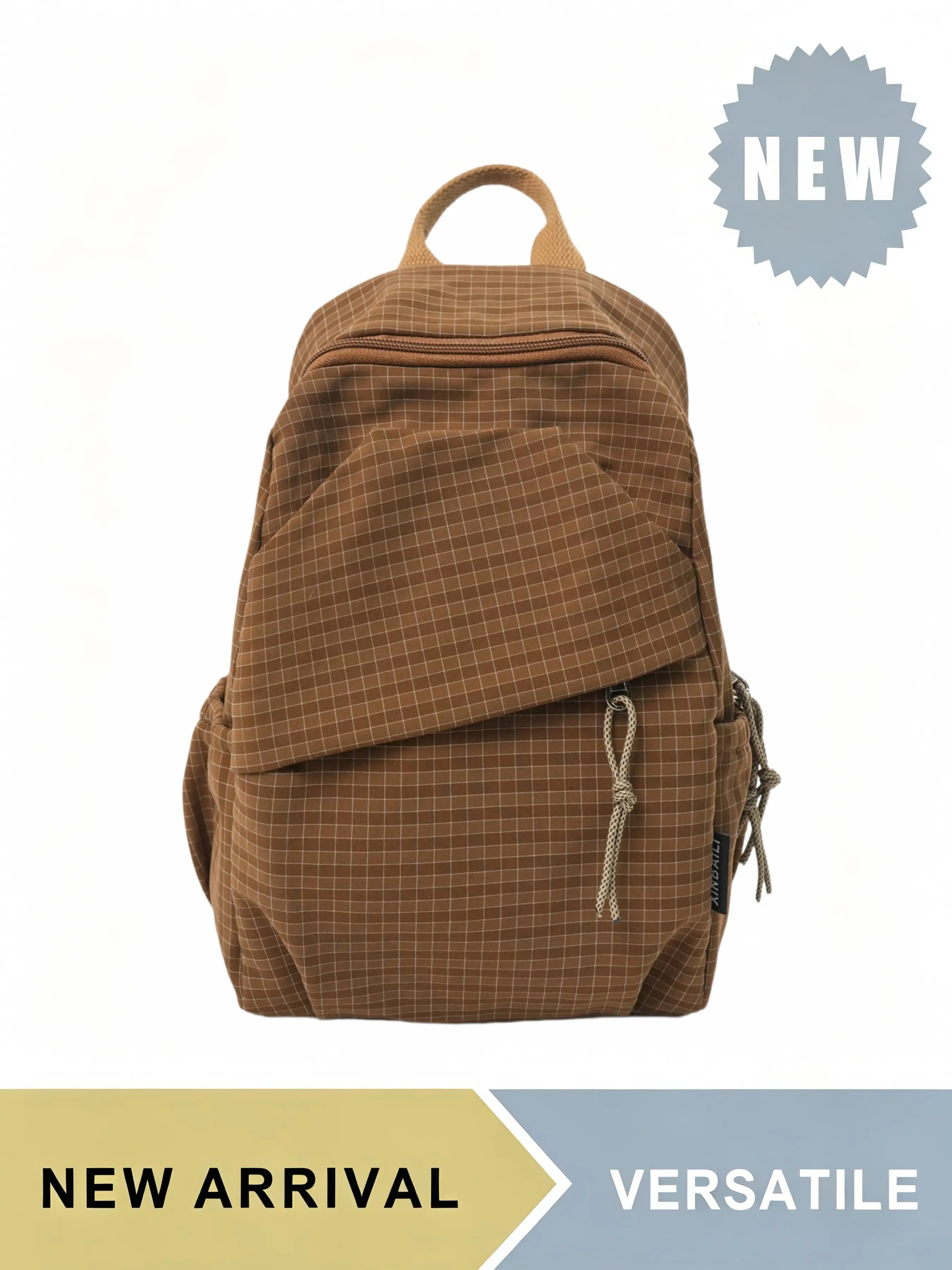 Vintage Plaid Grid Mini Backpack for Men Women Teens, Lightweight Water Resistant Casual Daypack Backpacks with Side Water Bottle Pocket & Adjustable Straps, Multiple Colors Available, Ideal for Daily School Travel Hiking Picnic Outdoor Activities