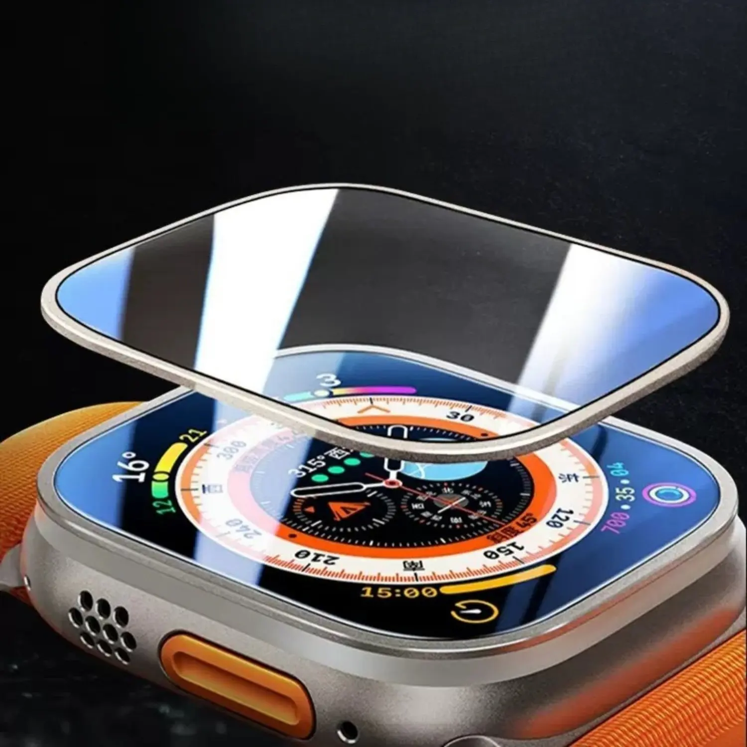 Metal Frame Tempered Glass Protective Film - Slim Bumper Smartwatch Accessories for 49mm Ultra 2, 45mm/46mm Series 10/9 Smartwatches, Ideal for Sports & Outdoor Camping Use
