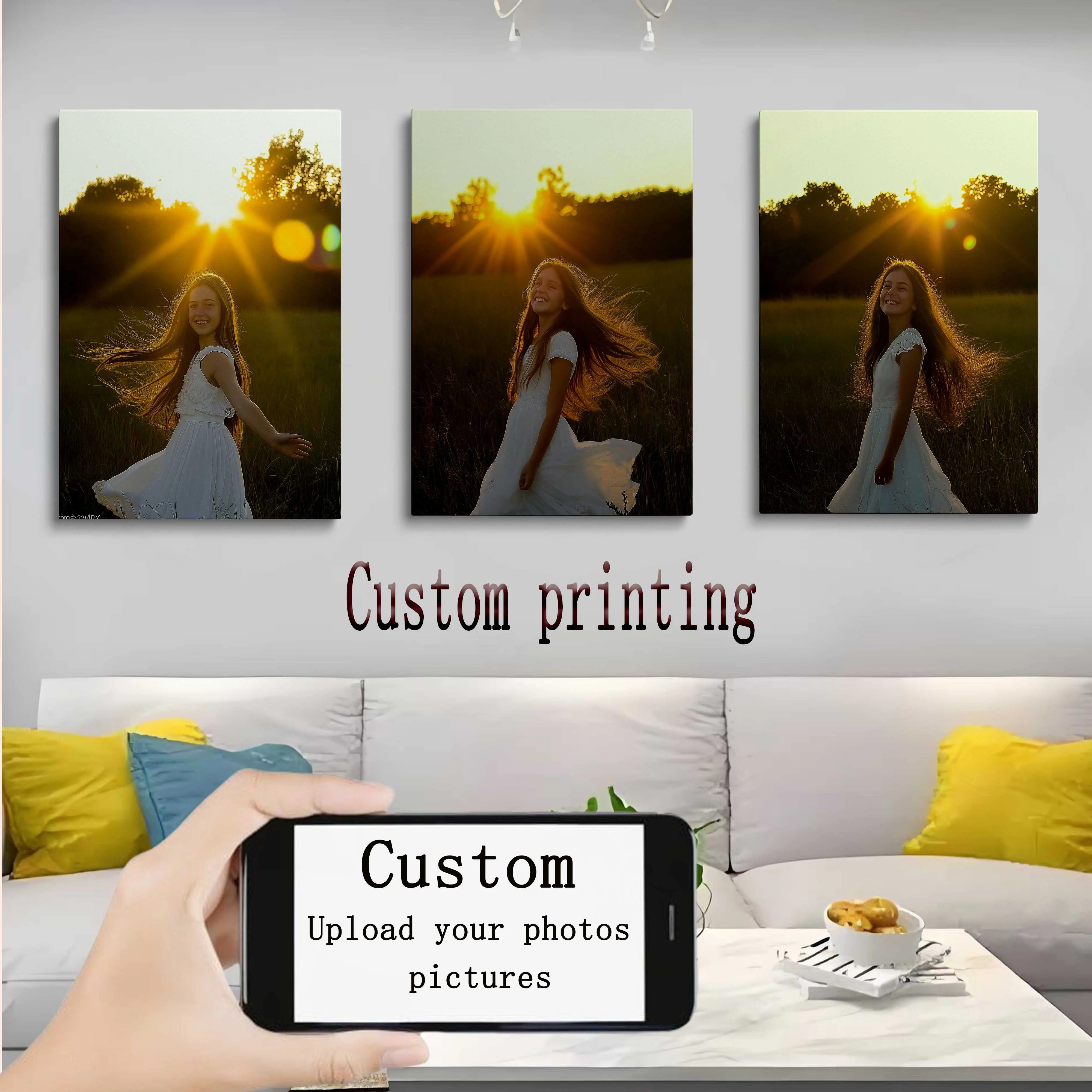 "3pcs Custom Framed Canvas Prints" - Personalized Photo Gifts for Wedding/Graduation/Family/Baby/Portrait, HD UV Printing & Waterproof, Ideal for Living Room/Bedroom/Study Decor | Please Send Your Photo Via Chat Before Ordering For Preview & Check