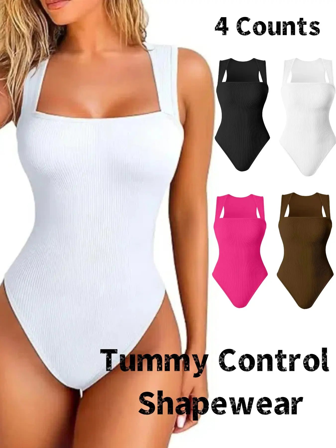 Women's Shapewear Bodysuit, Comfortable Casual Tummy Control & Butt Lifting, Daily Wear Compression Shirt, Knitted Slimming Fitness