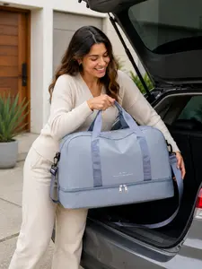 Waterproof Carry On Duffle Bag with Shoe Compartment, Lightweight Large Capacity Travel Tote for Weekend Trips Gym Sports Yoga and Overnight Travel, Stylish Foldable Shoulder Handbag Great for Holiday Gifts and Travel Essentials