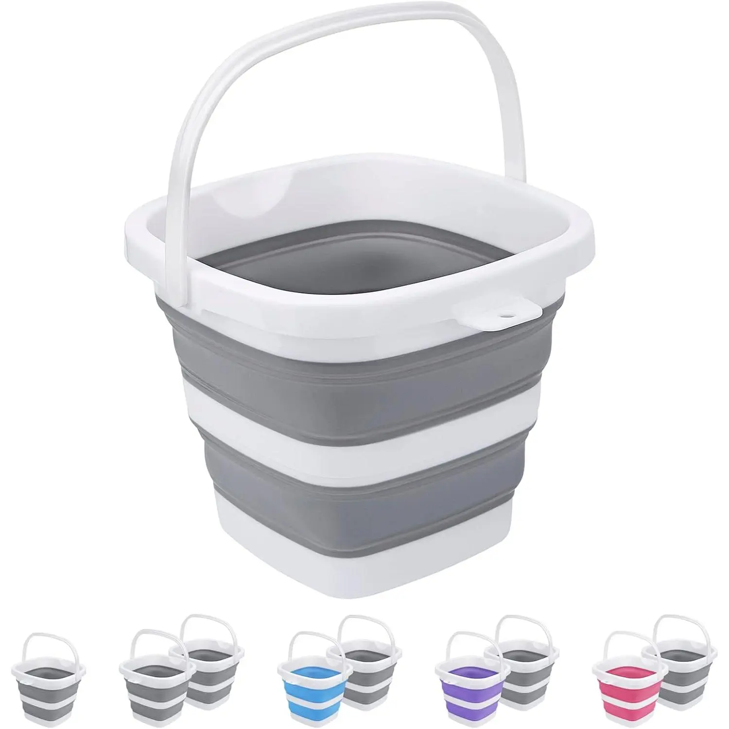 BPA-Free 5L (1.3Gallon) Collapsible PP Plastic Square Wash Tub - Space-Saving Multi-Purpose Home Bathroom Basin for Household Cleaning, Boating, Beach Fishing