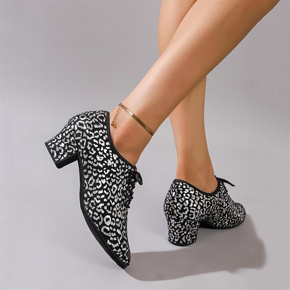 Breathable All-Season Women's Latin Dance Shoes - Polka Dot, Soft Sole & Mid-Heel Design