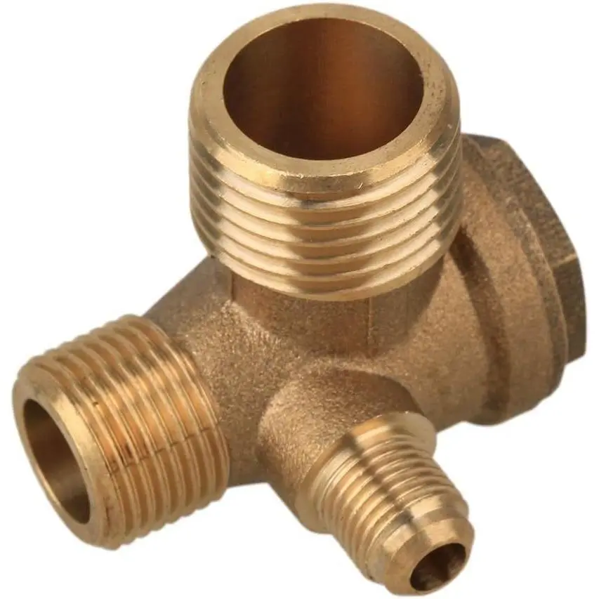 3-Port Brass Male Threaded Air Compressor Check Valve Central Pneumatic Air Compressor Attachments Accessories, G1/8x G3/8x G1/2