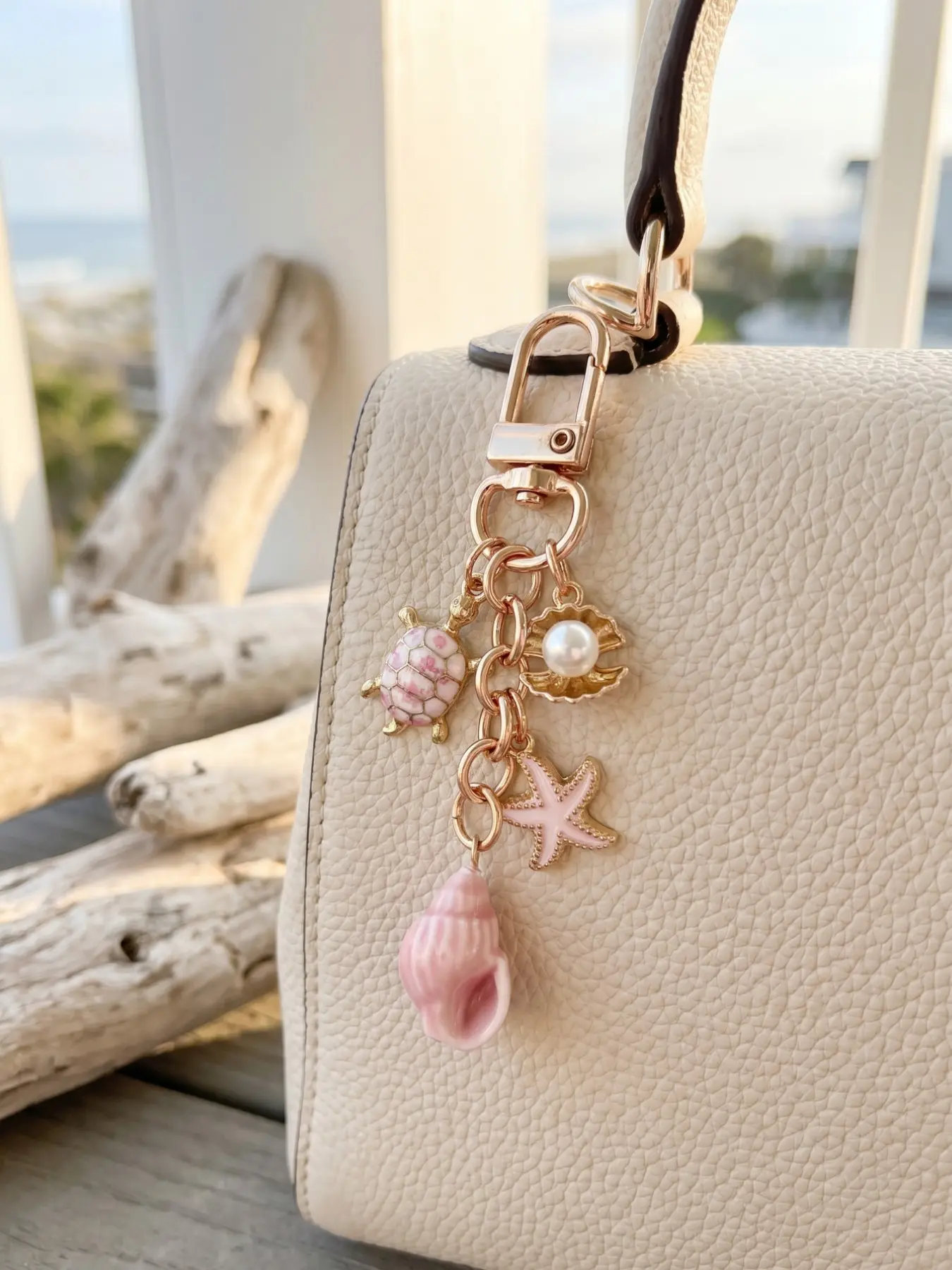 Summer Ocean Theme Bag Charm, Starfish Seashell Turtle Shell Decor, Elegant Keychain for Women, Car Key Chain, Backpack Decoration, Phone Pendant, Stylish Backpack Charm, Bag Accessories, Purse Accessories, Purse Charms