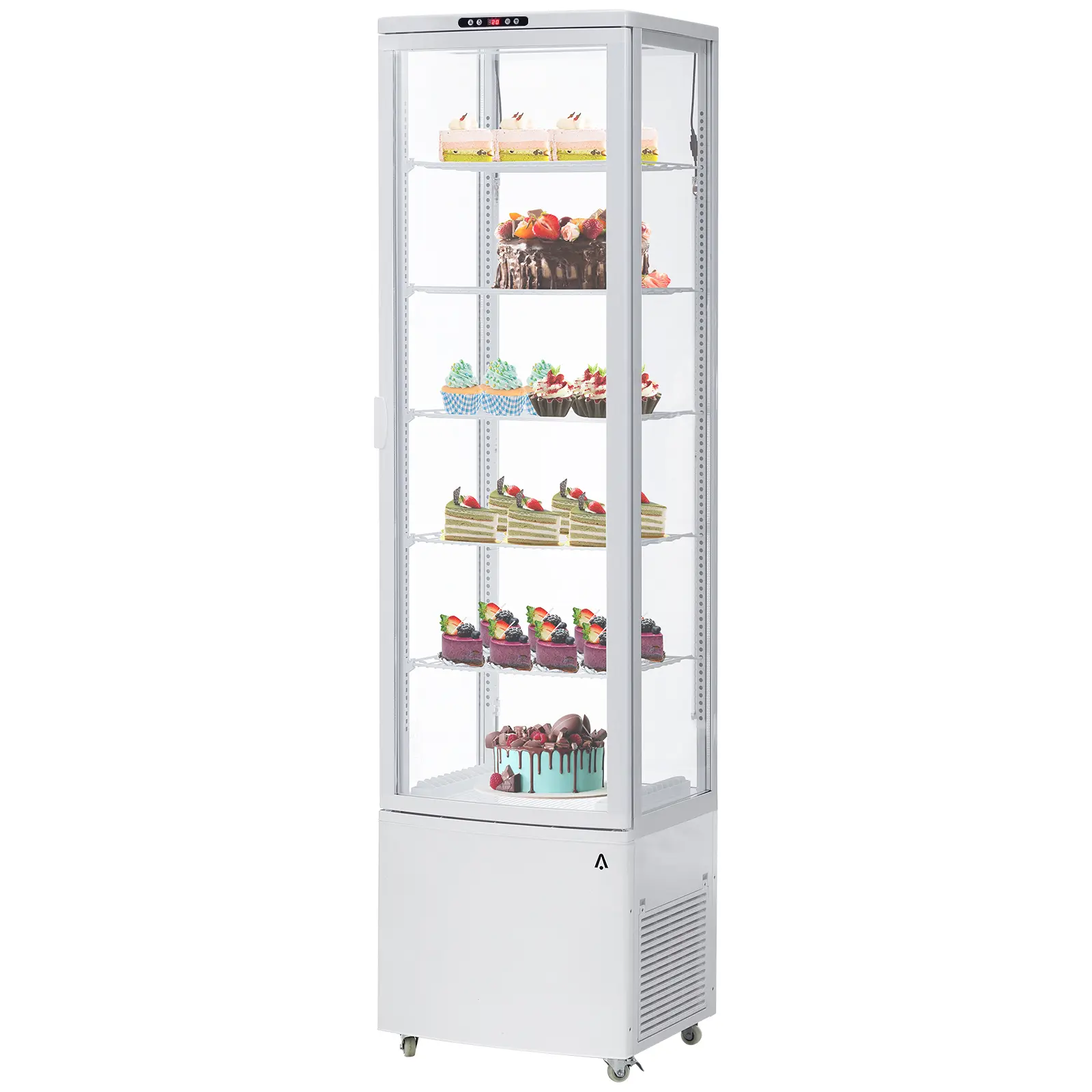 10.5 Cu.Ft Commercial Upright Display Refrigerator - Double Glass Doors - LED Lighting - Adjustable Shelves - Auto-Defrosting - Air-Cooled - Freestanding Showcase - 110V Plug - 20.5x19.1x78.3" for Restaurant, Store, Bakeries/Restaurants