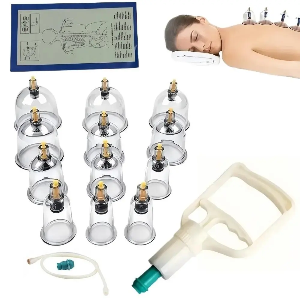 12-Piece Cupping Therapy Set, Cupping Treatment Set for Muscle Relief & Relaxation, Vacuum Suction Cups for Pain Management, Health Care & Body Care, Suitable for Athletes & Families, Cupping Kit