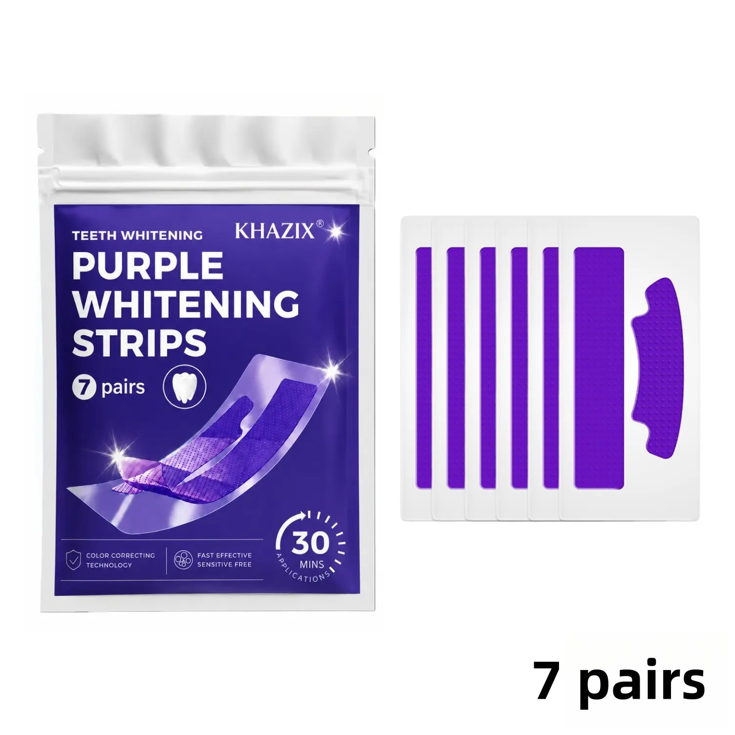Khazix Teeth-Whitening Strips 7-Pcs, Whitestrips, Easy-To-Apply Smile-Care Strips, Contoured-Fit Design, Lift Surface Stains, Daily At-Home Oral Care