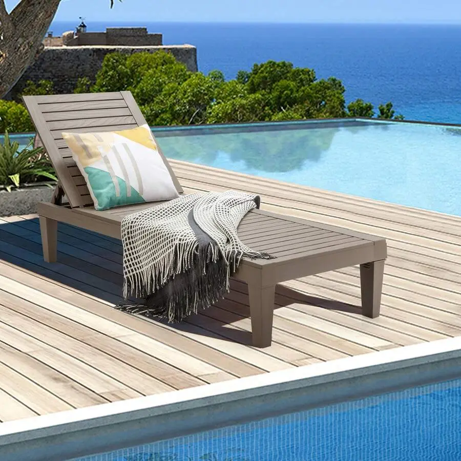 Patio Outdoor Chaise Lounge Chair Recliner W/ Adjustable Backrest Brown,foldingstool,set,home,decor,,grass,removable,pillow,