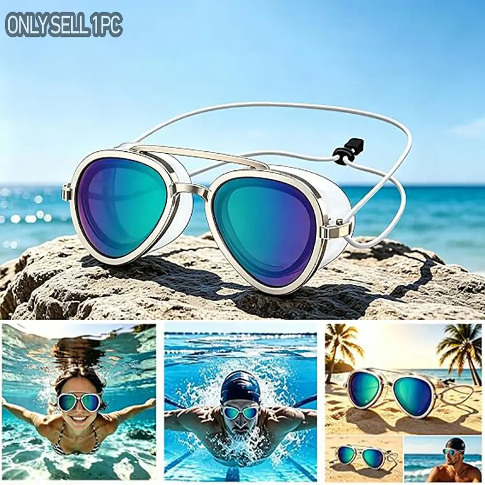 Anti-Fog Swim Goggles, Wide Panoramic Lens, Anti-Leak Soft Seal, Unisex, for Swimming Training and Competitions, Beach Use, Waterproof Goggles