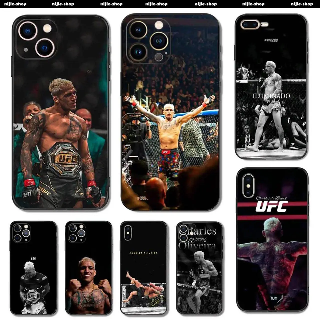 U-Ufc Charles Oliveira Phone Case For iPhone 17 16 15 14 13 12 11 Pro Max Plus Air 17E & Samsung Galaxy S26 S25 S24 S23 S22 S21 EDGE Plus Ultra FE - Top Fan's black background Phone Case Cover as Perfect Gift Get Ready for Halloween, Casing, Protector