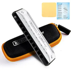 MAXWELL  Blues Harmonica C, Professional Overblow and Bending 10 Holes MS030 Mouth Organ For  Levels Adults, Professional Players and Students