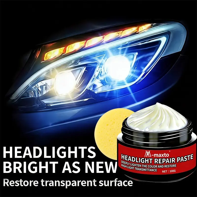 100g Car Headlight Polishing Repair Paste, Fix Minor Lens Scratches, Improve Visibility, Eliminate Yellow Haze Oxidation, Long Lasting Anti-Aging Protection, Enhance Transmittance