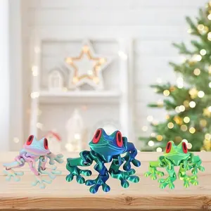 3D Printed Articulated Frog Fridge Magnet, Plastic-Metal Jointed Poseable Limbs, Strong Magnetic Hold Home Decor, Gift for Outdoor Enthusiasts