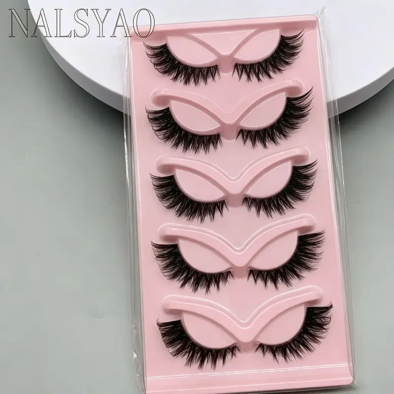 5 Pairs Cat Eye Winged Lashes | Long & Fluffy Without Clumping, Extended Winged Ends Elongate Eye Shape, Naturally Enhances Eyes for Cat-Eye Look