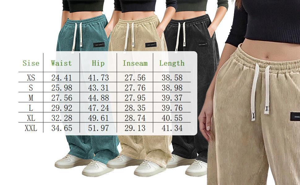 Women's Light Grey Corduroy Jogger Pants, Soft High Waist Drawstring Adjustable Trousers with Deep Side Pockets, Relaxed Straight Leg Casual Pants for All Seasons, Comfy Stretchy Daily Wear Trousers Perfect for Shopping, Walking, Work From Home, Campus