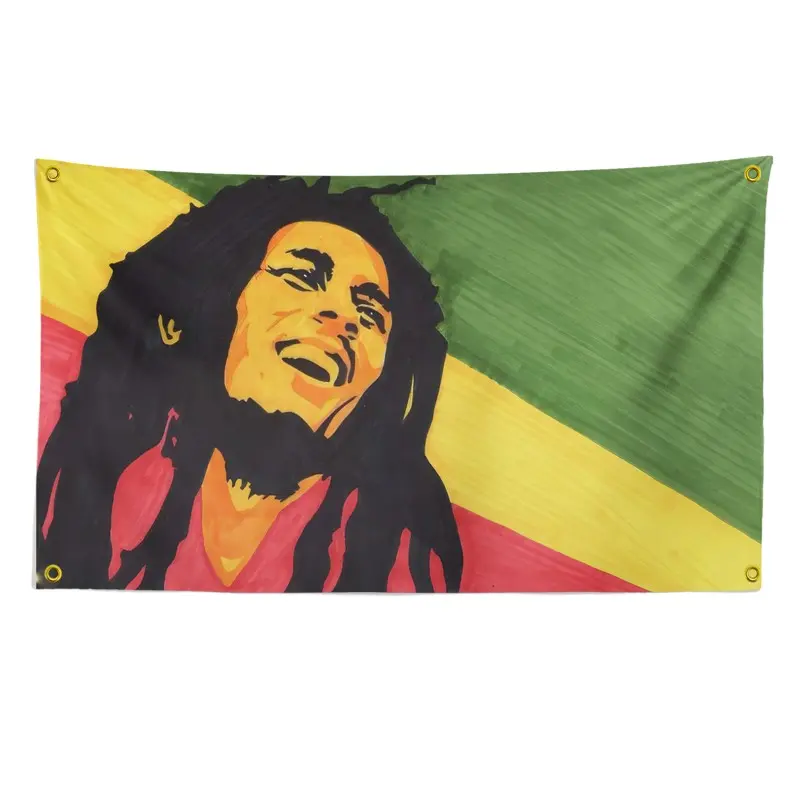 Reggae Style Flag, Music Theme Wall Decor Banner, Outdoor Indoor Polyester Flag with Metal Grommets