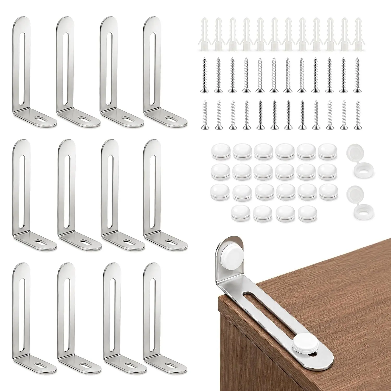 12 Pack Furniture Anchors, Steel Anti Tip Wall Anchor for Dresser & Cabinet | Heavyanchors to  furniture tipping duty steel anti-tip