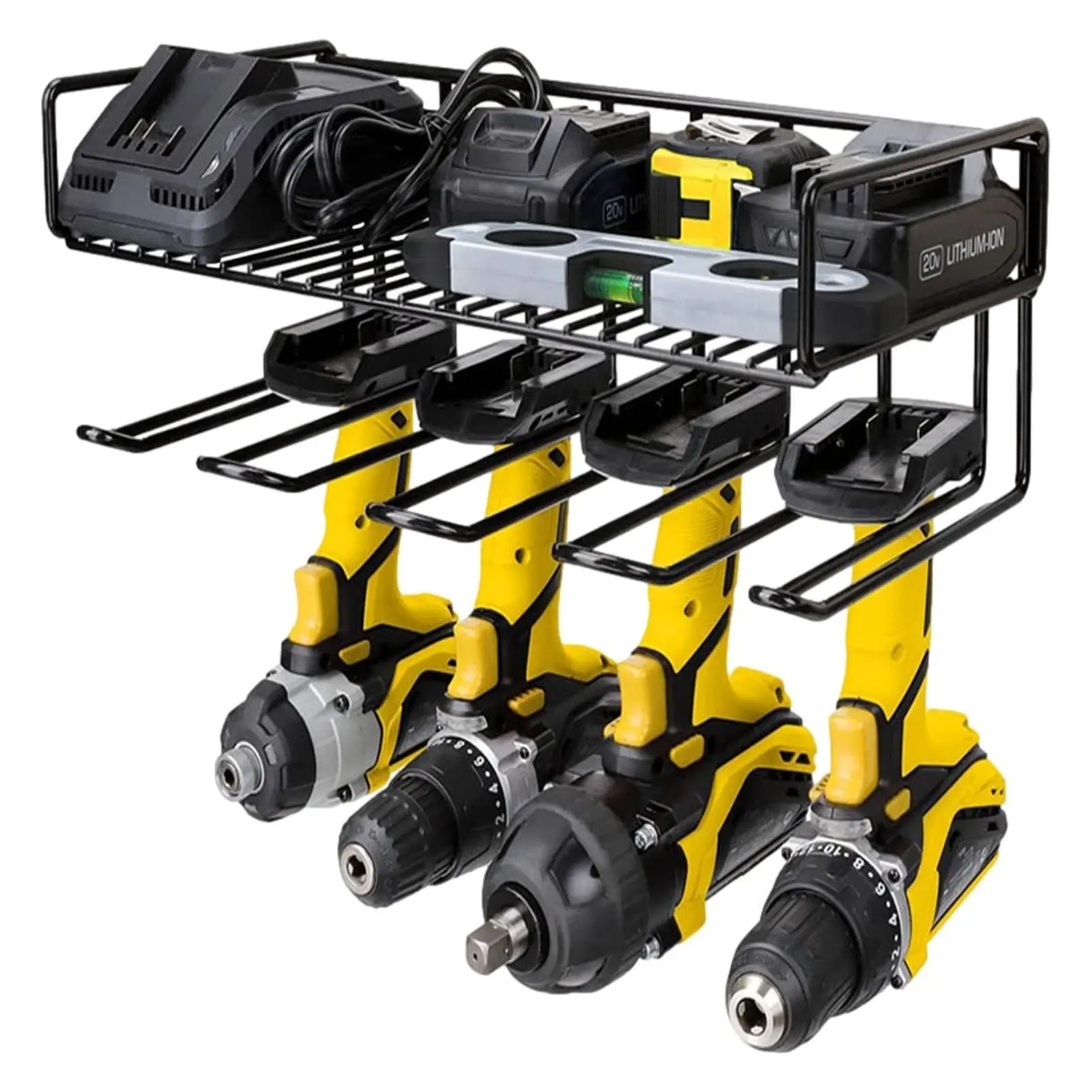 Wall-Mounted Electric Tool Storage Rack, Multi-Functional Drill Holder, Space-Saving Garage Organizer, Metal Tool Rack for Workshop
