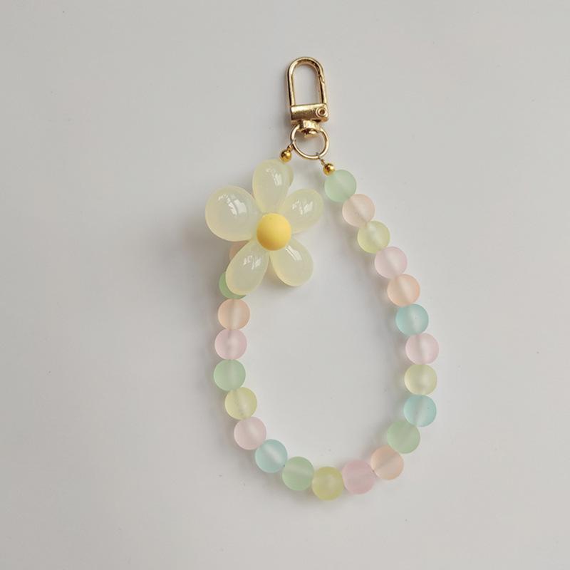 Macaron Color Beaded Phone Strap – Handmade Flower Bead Wristlet, Korean/Japanese INS Style